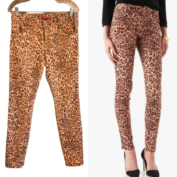 Alice + Olivia Woman's Jaguar Print Skinny Stretchy Jean Pants, Size 10 - Picture 1 of 9